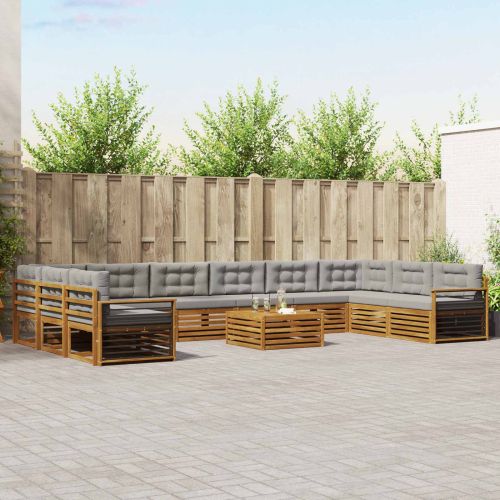 Комплекти дивани с възглавница 11 pcs Естествено и светло сиво