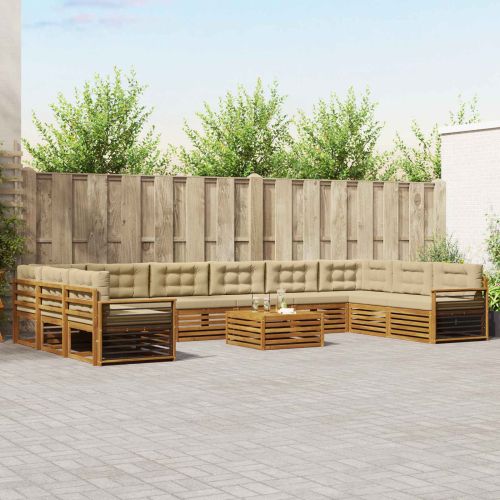 Комплекти дивани с възглавница 11 pcs Натурален и Бежов