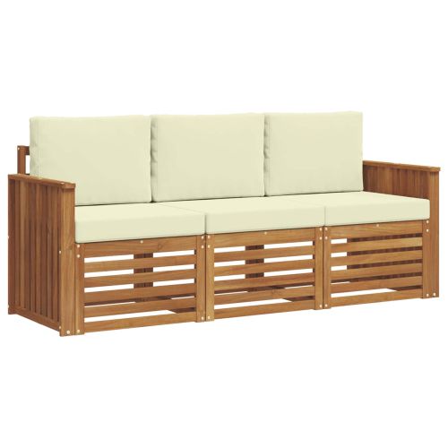 Комплекти дивани 3 pcs Натурален и Крема Солидно акациево дърво