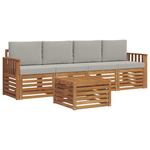 Комплекти дивани с възглавница 5 pcs Естествено и светло сиво