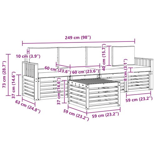 Комплекти дивани с възглавница 5 pcs Естествено и светло сиво