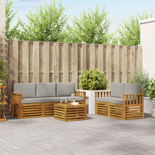 Комплекти дивани с възглавница 6 pcs Естествено и светло сиво