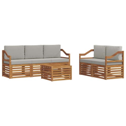 Комплекти дивани с възглавница 6 pcs Естествено и светло сиво