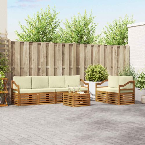 Комплекти дивани 7 pcs Натурален и Крема Солидно акациево дърво