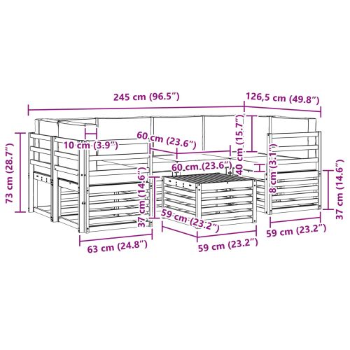 Комплекти дивани 7 pcs Натурален и Крема Солидно акациево дърво