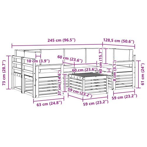 Комплекти дивани 7 pcs Натурален и Крема Солидно акациево дърво