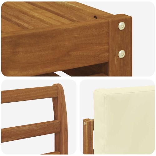 Комплекти дивани 7 pcs Натурален и Крема Солидно акациево дърво