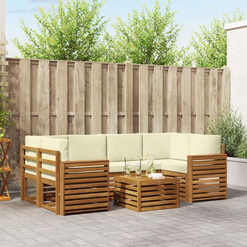Комплекти дивани 7 pcs Натурален и Крема Солидно акациево дърво