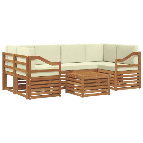 Комплекти дивани 7 pcs Натурален и Крема Солидно акациево дърво