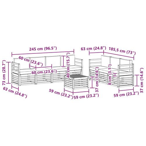 Комплекти дивани 8 pcs Натурален и Крема Солидно акациево дърво
