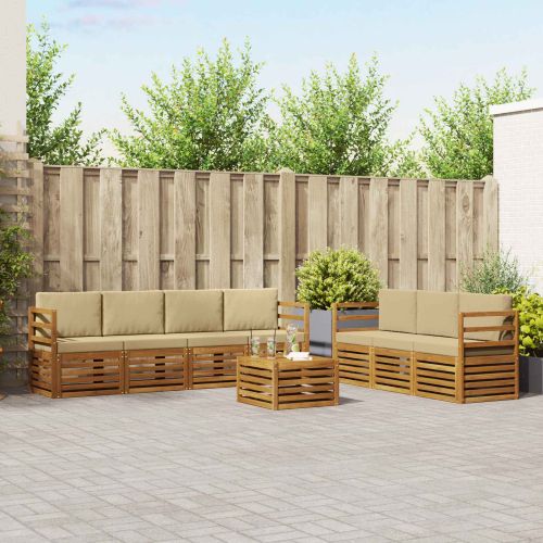 Комплекти дивани 8 pcs Натурален и Бежов Солидно акациево дърво