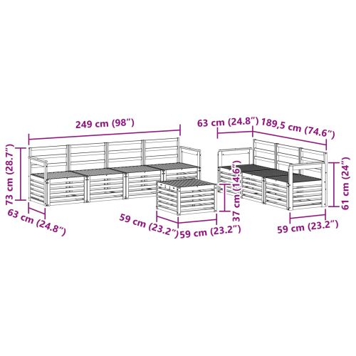 Комплекти дивани 8 pcs Естествен Солидно акациево дърво