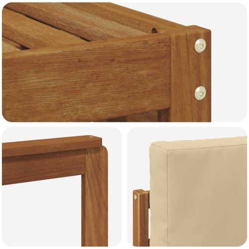 Комплекти дивани 8 pcs Натурален и Бежов Солидно акациево дърво