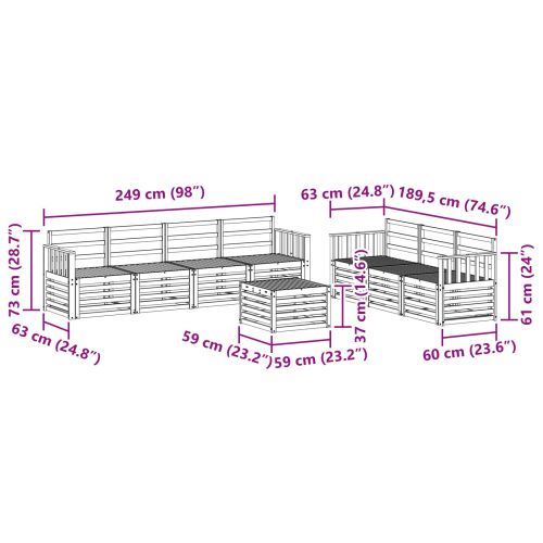 Комплекти дивани 8 pcs Естествен Солидно акациево дърво