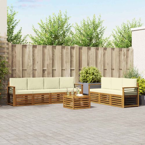Комплекти дивани 8 pcs Натурален и Крема Солидно акациево дърво