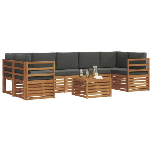 Комплект дивани за открито 8 pcs Натурален и Антрацит