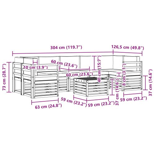 Комплект дивани за открито 8 pcs Натурален и Антрацит