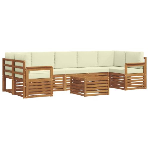 Комплекти дивани 8 pcs Натурален и Крема Солидно акациево дърво