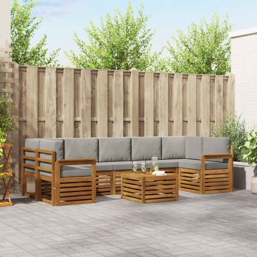 Комплекти дивани с възглавница 8 pcs Естествено и светло сиво