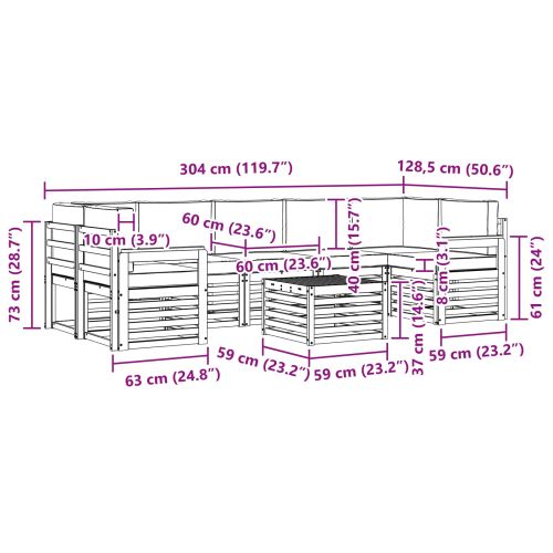 Комплект дивани за открито 8 pcs Натурален и Антрацит