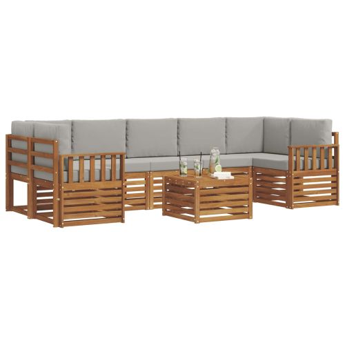 Комплект дивани за открито 8 pcs Естествено и светло сиво