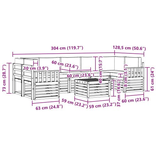 Комплект дивани за открито 8 pcs Естествено и светло сиво