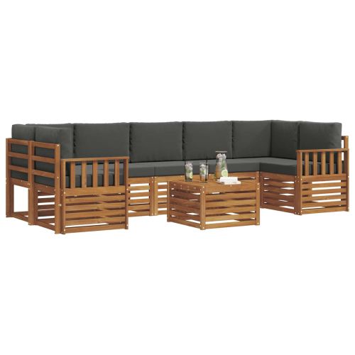 Комплект дивани за открито 8 pcs Натурален и Антрацит