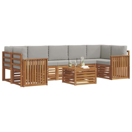 Комплект дивани за открито 8 pcs Естествено и светло сиво