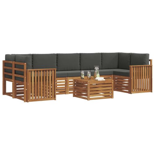 Комплект дивани за открито 8 pcs Натурален и Антрацит
