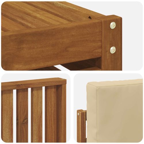 Комплекти дивани 8 pcs Натурален и Бежов Солидно акациево дърво