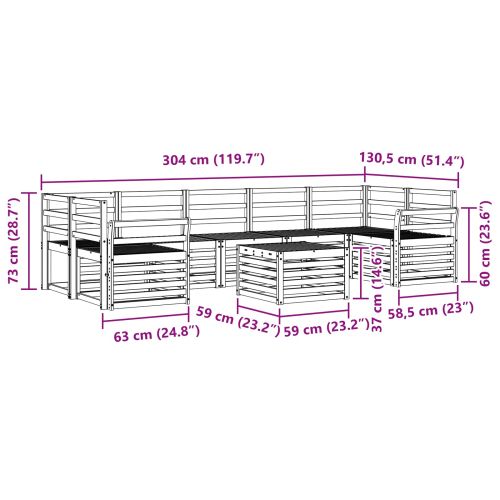 Комплекти дивани 8 pcs Естествен Солидно акациево дърво