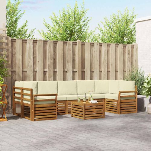 Комплекти дивани 8 pcs Натурален и Крема Солидно акациево дърво