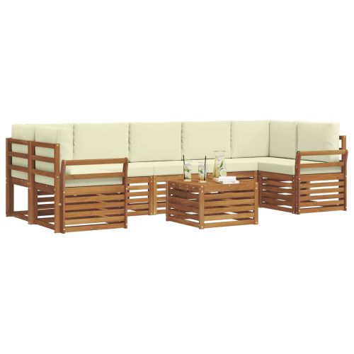 Комплект дивани за открито 8 pcs Натурален и Крема