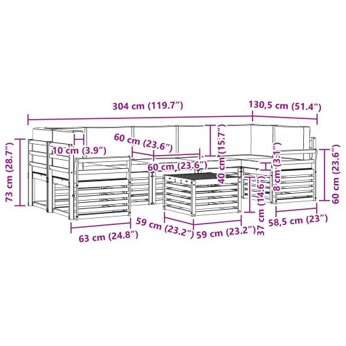 Комплект дивани за открито 8 pcs Естествено и светло сиво
