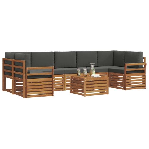 Комплект дивани за открито 8 pcs Натурален и Антрацит