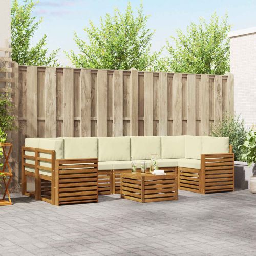 Комплекти дивани 8 pcs Натурален и Крема Солидно акациево дърво