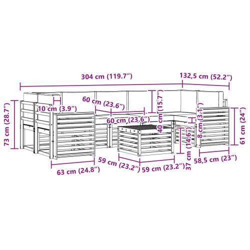 Комплект дивани за открито 8 pcs Натурален и Бежов