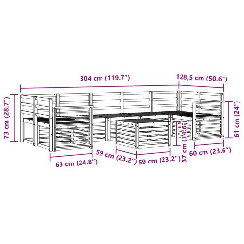 Комплекти дивани 8 pcs Естествен Солидно акациево дърво