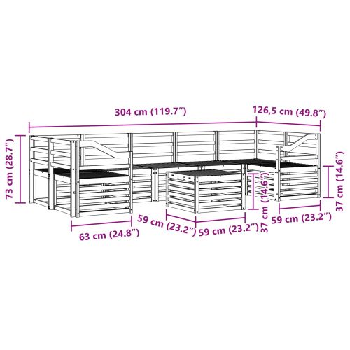 Комплекти дивани 8 pcs Естествен Солидно акациево дърво