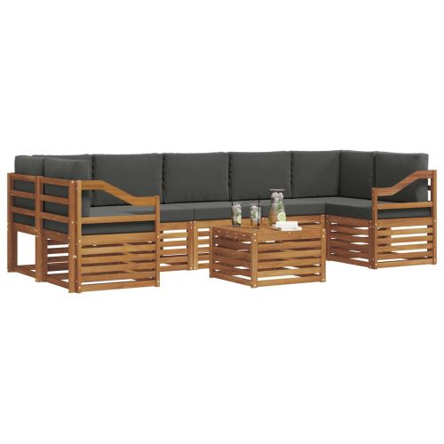 Комплект дивани за открито 8 pcs Натурален и Антрацит
