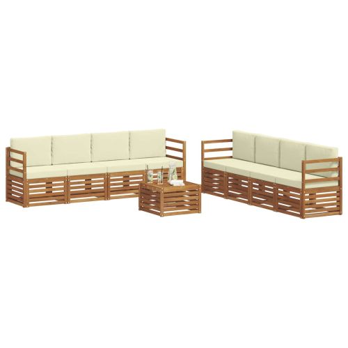 Комплекти дивани 9 pcs Натурален и Крема Солидно акациево дърво