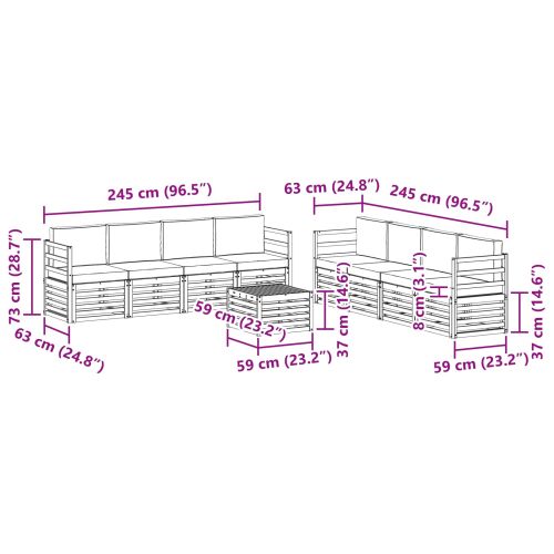 Комплекти дивани с възглавница 9 pcs Естествено и светло сиво