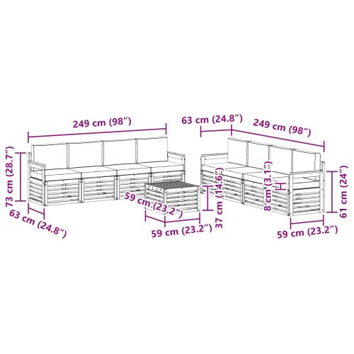 Комплекти дивани с възглавница 9 pcs Натурален и Антрацит