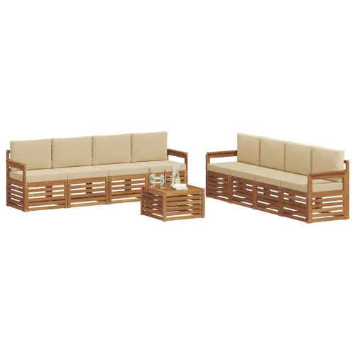 Комплекти дивани 9 pcs Натурален и Бежов Солидно акациево дърво