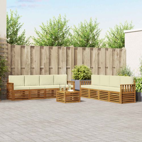Комплекти дивани 9 pcs Натурален и Крема Солидно акациево дърво