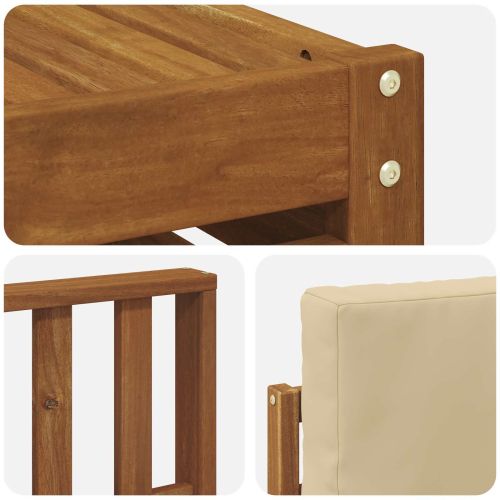 Комплекти дивани 9 pcs Натурален и Бежов Солидно акациево дърво