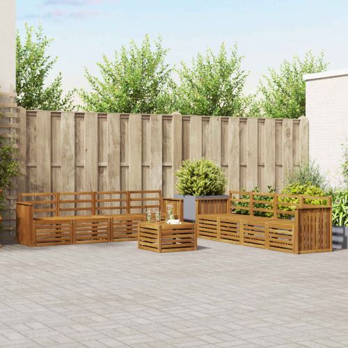 Комплекти дивани 9 pcs Естествен Солидно акациево дърво