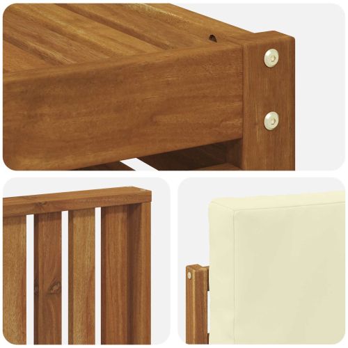 Комплекти дивани 9 pcs Натурален и Крема Солидно акациево дърво