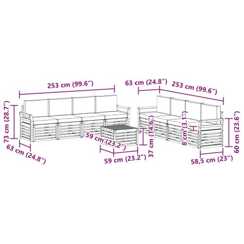 Комплекти дивани с възглавница 9 pcs Натурален и Антрацит