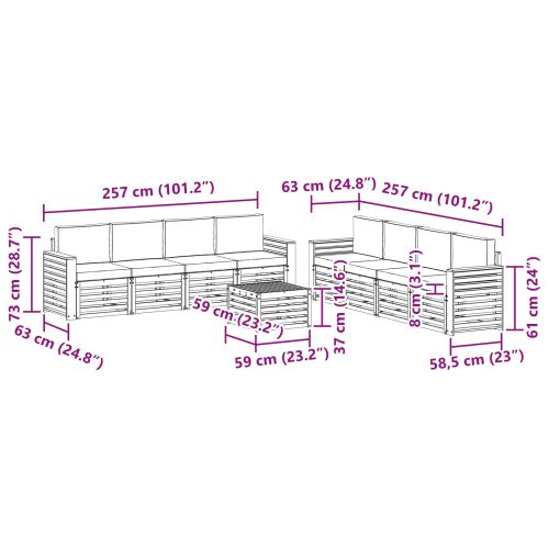 Комплекти дивани с възглавница 9 pcs Натурален и Антрацит
